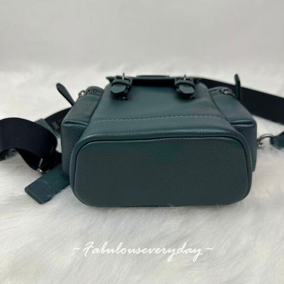 Coach Men's Sprint Sling Pack In Leather/Gunmetal/Dark Teal CBF63 NWT - Picture 9 of 9